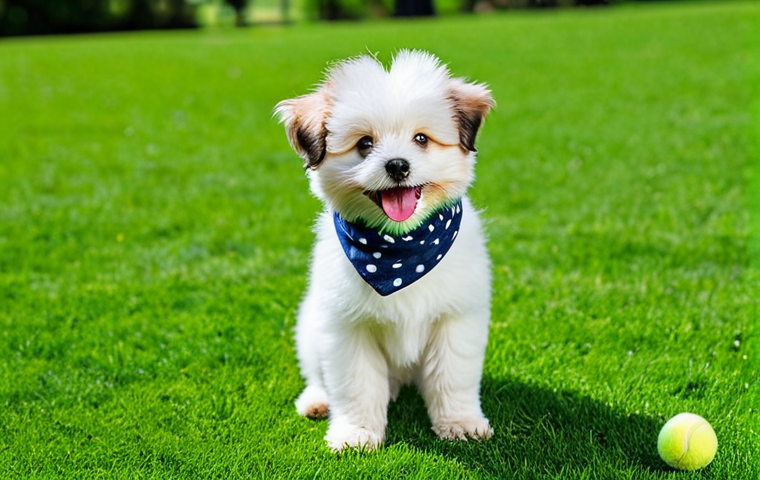 Playful Pomapoo Portrait**
"A fluffy Pomapoo puppy, fully clothed with a cute bandana, playing with a tennis ball in a sunny park, green grass, happy expression, perfect anatomy, well-formed paws, appropriate attire, professional dog photography, bright colors, safe for work, family-friendly."
**