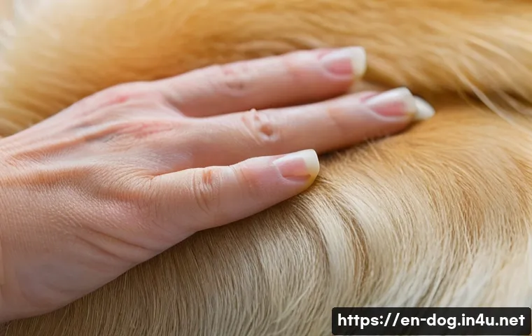 강아지 발톱 깎는 방법 - **Prompt:** A close-up, detailed shot of a calm, light-furred dog's paw (e.g., Golden Retriever or L...