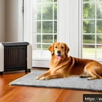Home 18 강아지 털 알러지 방지법 - A bright, modern living room with hardwood floors and washable area rugs, featuring a sleek air puri...